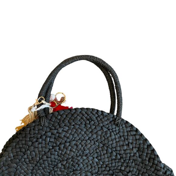 L*Space Black Straw Summer Tote Beach Handbag - Picture 5 of 15